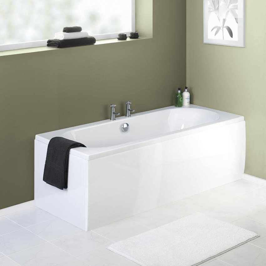 High Gloss White 1700mm MDF Bath Front Panel with Adjustable Plinth