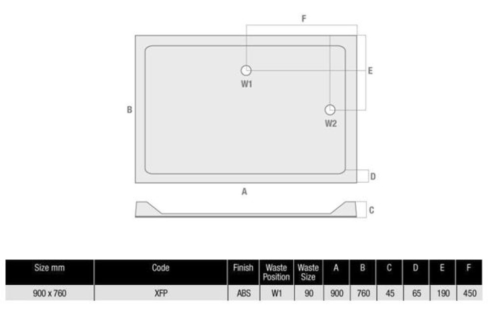 900 X 900mm Metal Shower Tray - Frakem