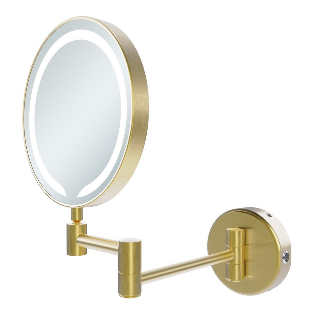 Ajax Bywood Brushed Brass Rounded LED Cosmetic Mirror (1)