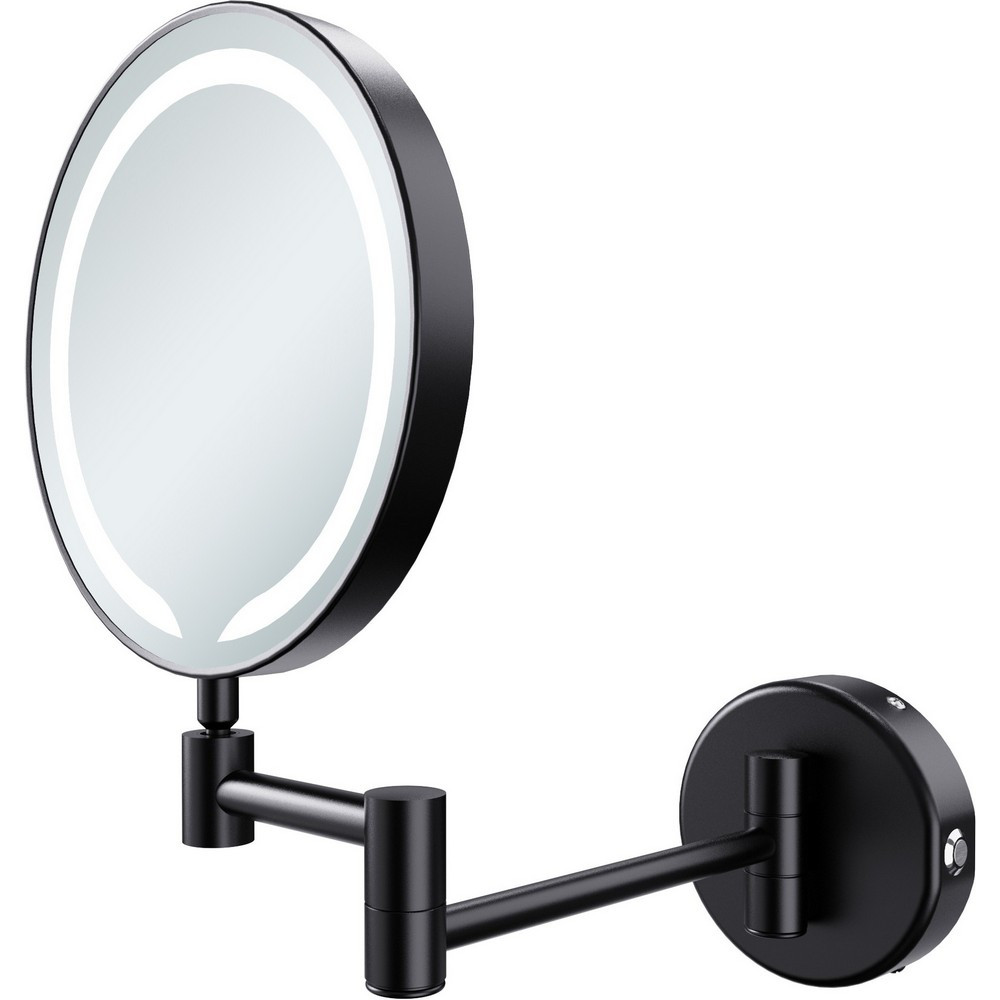 Ajax Bywood Matt Black Rounded LED Cosmetic Mirror (1)