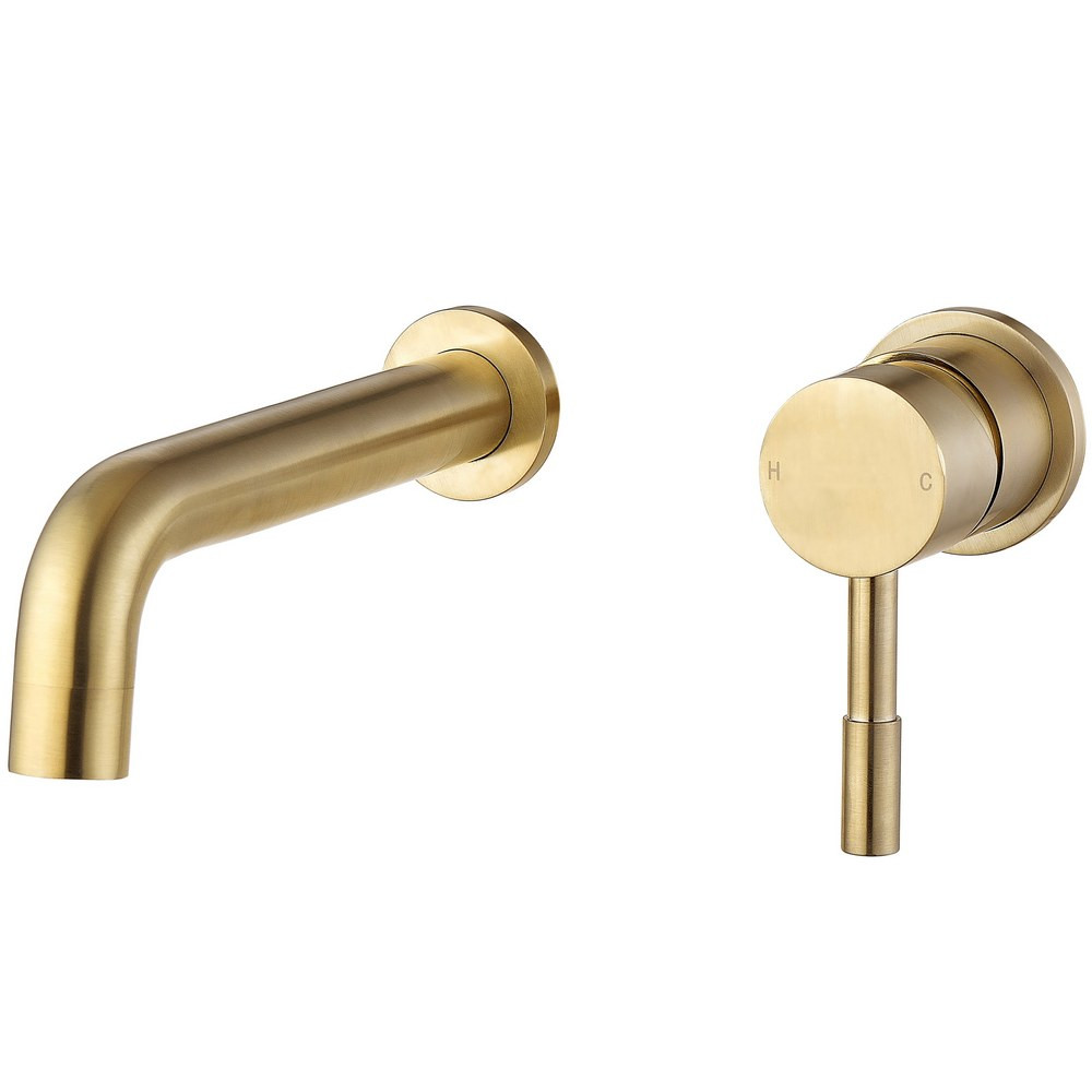 Ajax Ouse Brushed Brass Wall Mounted Basin Mixer (1)