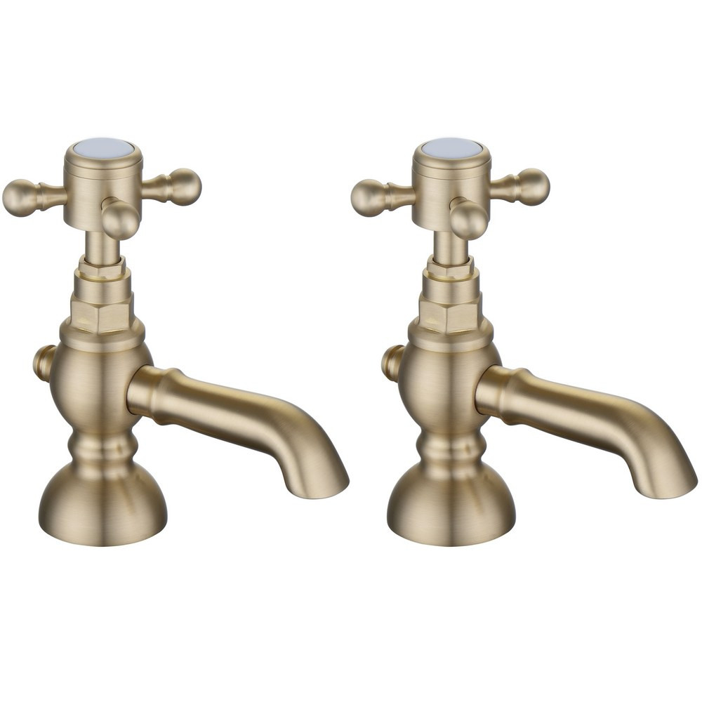 Ajax Trent Brushed Brass Traditional Basin Taps (1)