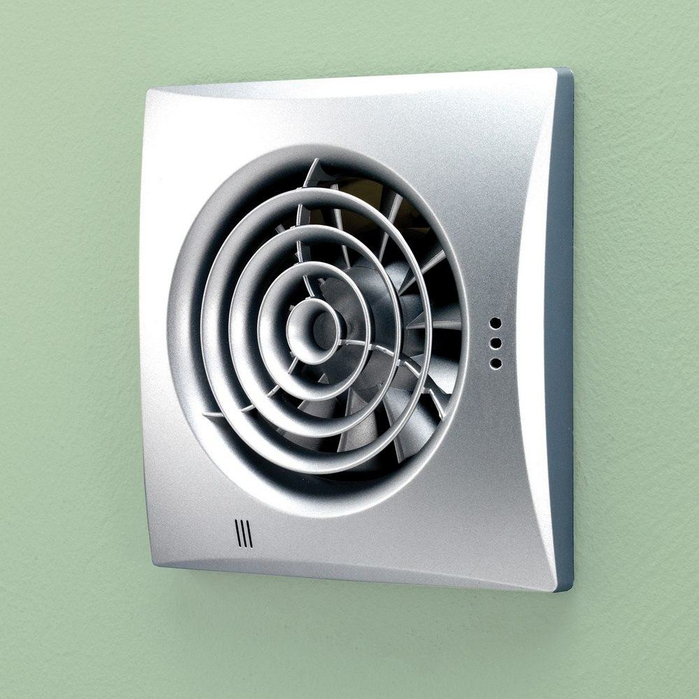 HIB Hush Extractor Fan in Matt Silver with Timer and Humidity Sensor (1)