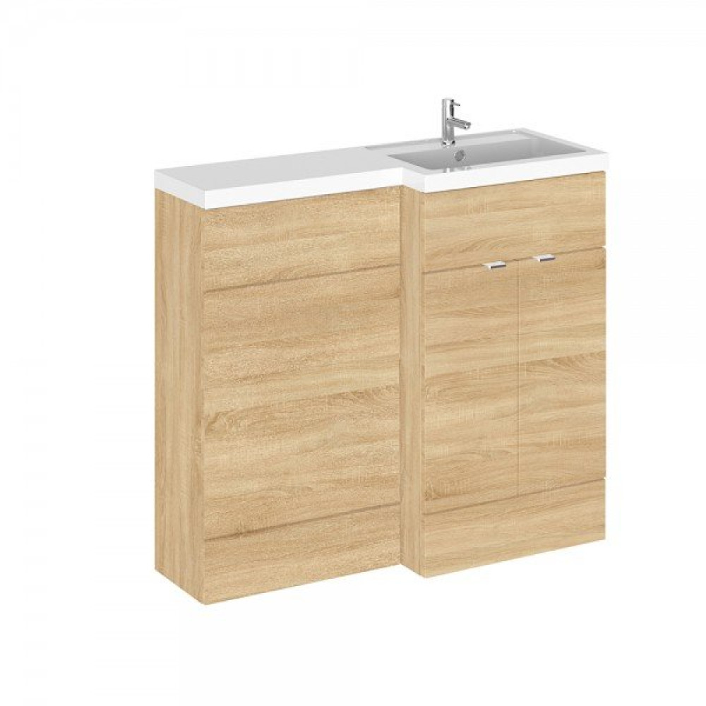 Hudson Reed Fusion Full Depth 1000mm Combination Unit with Basin in Natural Oak RH