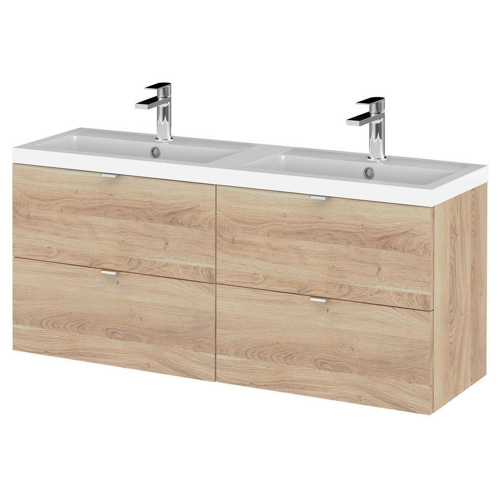 Hudson Reed Fusion Wall Hung 1200mm Bleached Oak Vanity Unit with Drawers (1)
