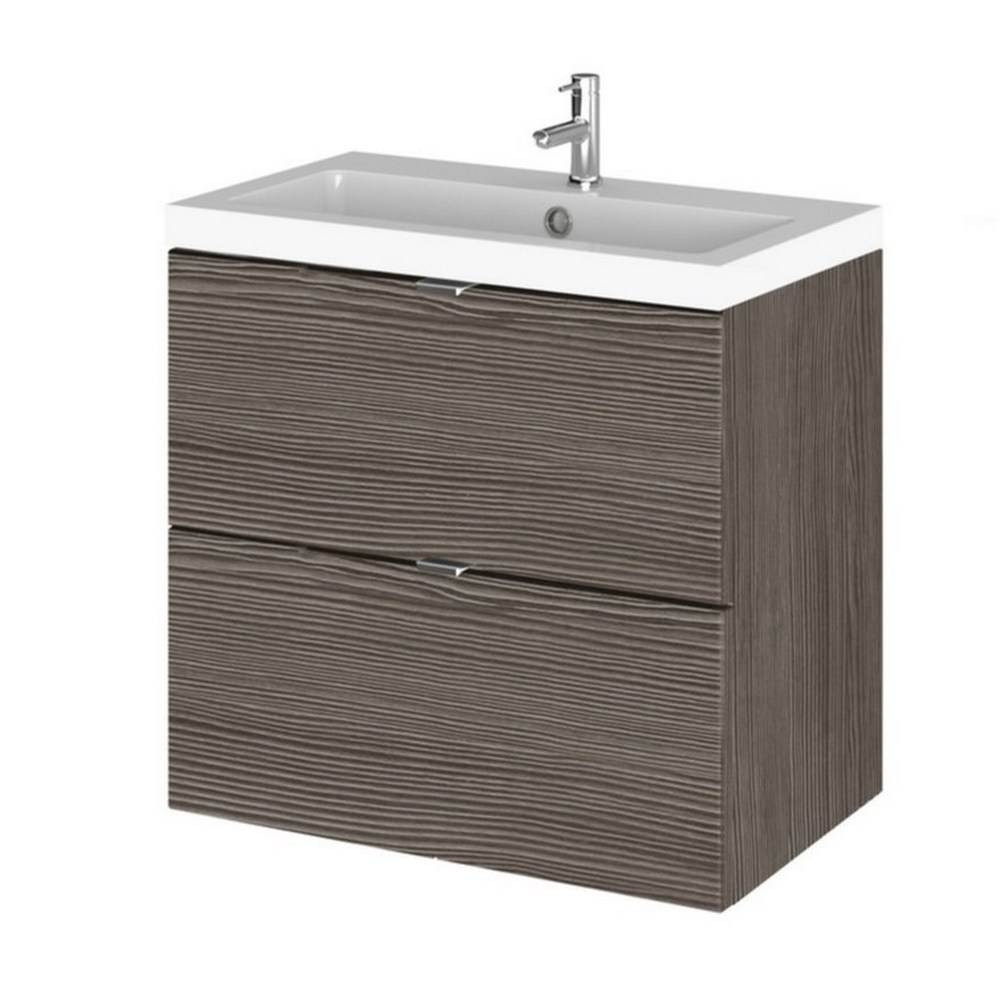 Hudson Reed Fusion Wall Hung 600mm Anthracite Woodgrain Vanity Unit with Drawers (1)