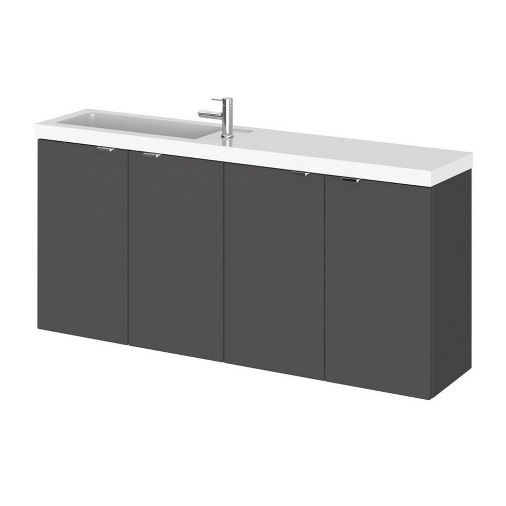 Hudson Reed Fusion Wall Hung Slimline 1200mm Vanity Unit in Gloss Grey (1)