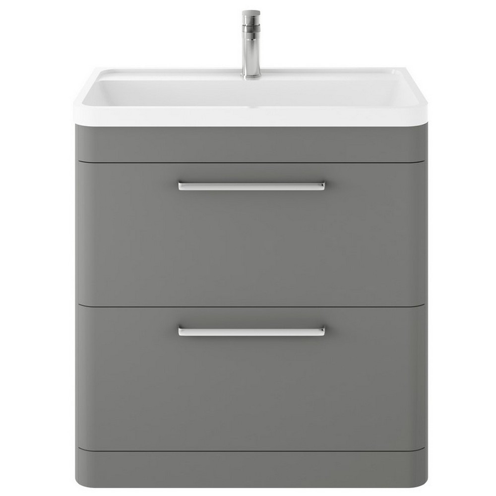 Hudson Reed Solar Floor Standing 800mm Cabinet with Polymarble Basin Cool Grey