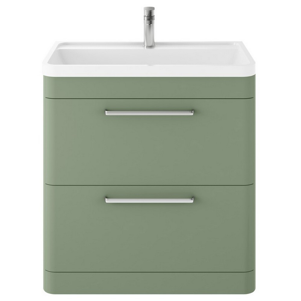 Hudson Reed Solar Floor Standing 800mm Cabinet with Polymarble Basin Fern Green