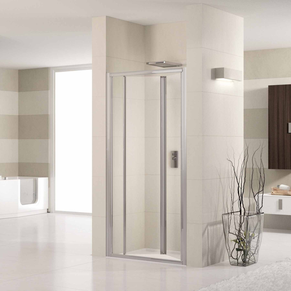 Novellini Lunes 600mm Bifold Shower Door with Silver Frame