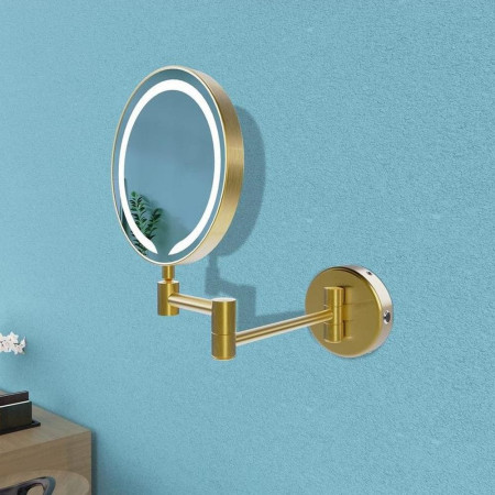 AJAX107589 Ajax Bywood Brushed Brass Rounded LED Cosmetic Mirror (2)