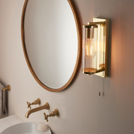 AJAX106311 Ajax Hallington Brushed Brass Bathroom Wall Light (6)