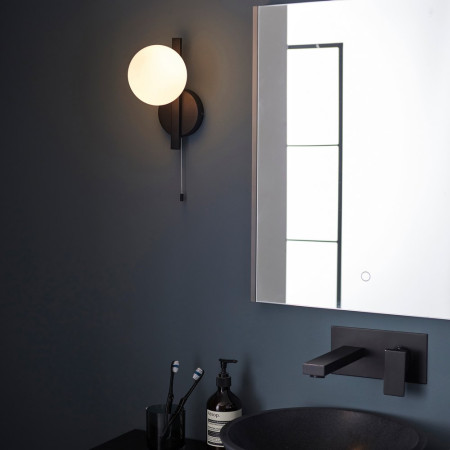 AJAX106315 Ajax Hibaldstow Matt Black Bathroom Wall Light (7)