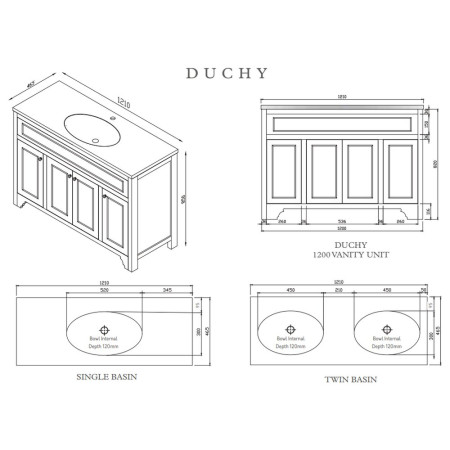HARR-DUCHY-VANITY-DOVE Harrogate Duchy 1200mm Dovetail Grey Single Basin Vanity Unit (2)