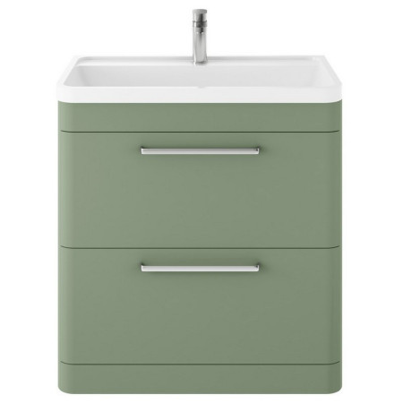 SOL803 Hudson Reed Solar Floor Standing 800mm Cabinet with Polymarble Basin Fern Green