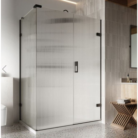 Roman Liberty 1600 x 800mm RH Fluted Glass Hinged Door with In-Line Panel for Corner Fitting