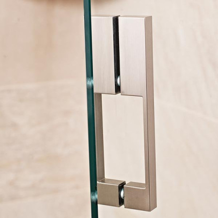 Roman Liberty Inward or Outward Opening Hinged Shower Door + 2 In-Line Panels & 1 Side Panel - Corner/10mm/Brushed Nickel - 1200x800mm