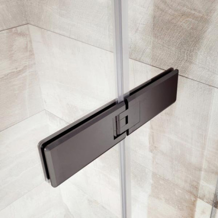 Roman Liberty Inward or Outward Opening Hinged Shower Door + Inline Panel - Alcove/8mm/Matt Black - 1200mm