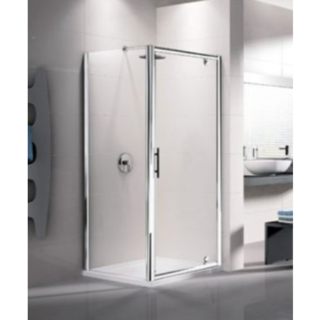 Novellini Lunes 760mm Pivot Shower Door Obscure Glass White Frame