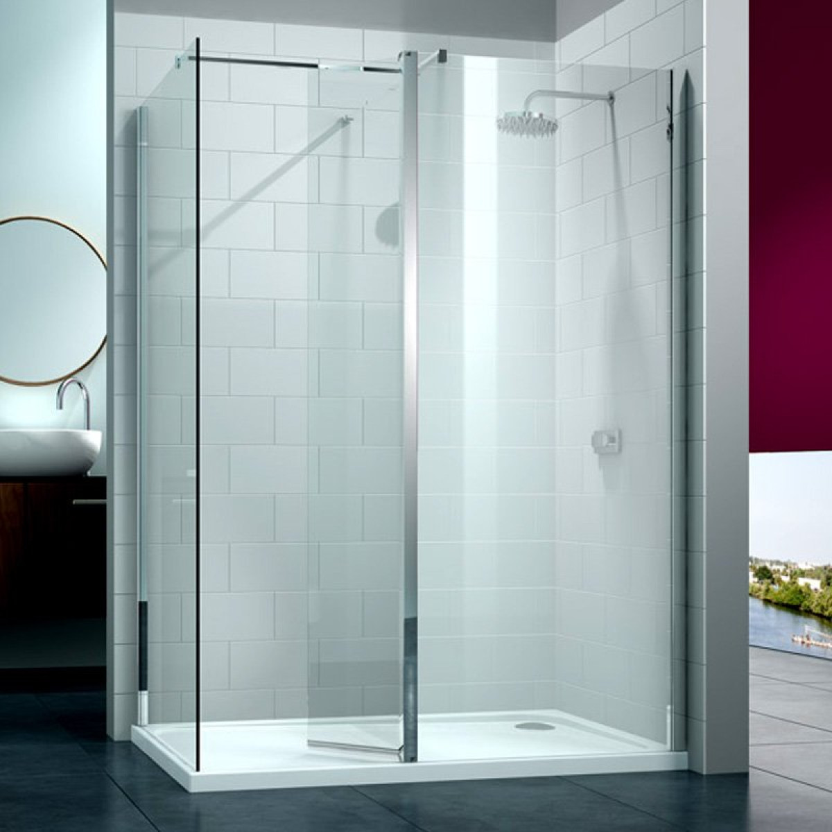 Merlyn 8 Series Walk In With Swivel Panel 1400 X 800mm Frameless Enclosure 7997